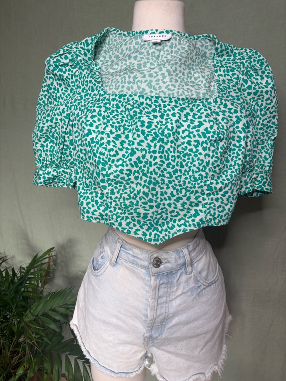 Topshop Leopard Print Square Crop Top